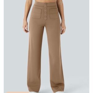 Halara Women XL DayStretch High Waisted Pockets Straight Leg Casual Pants Burro